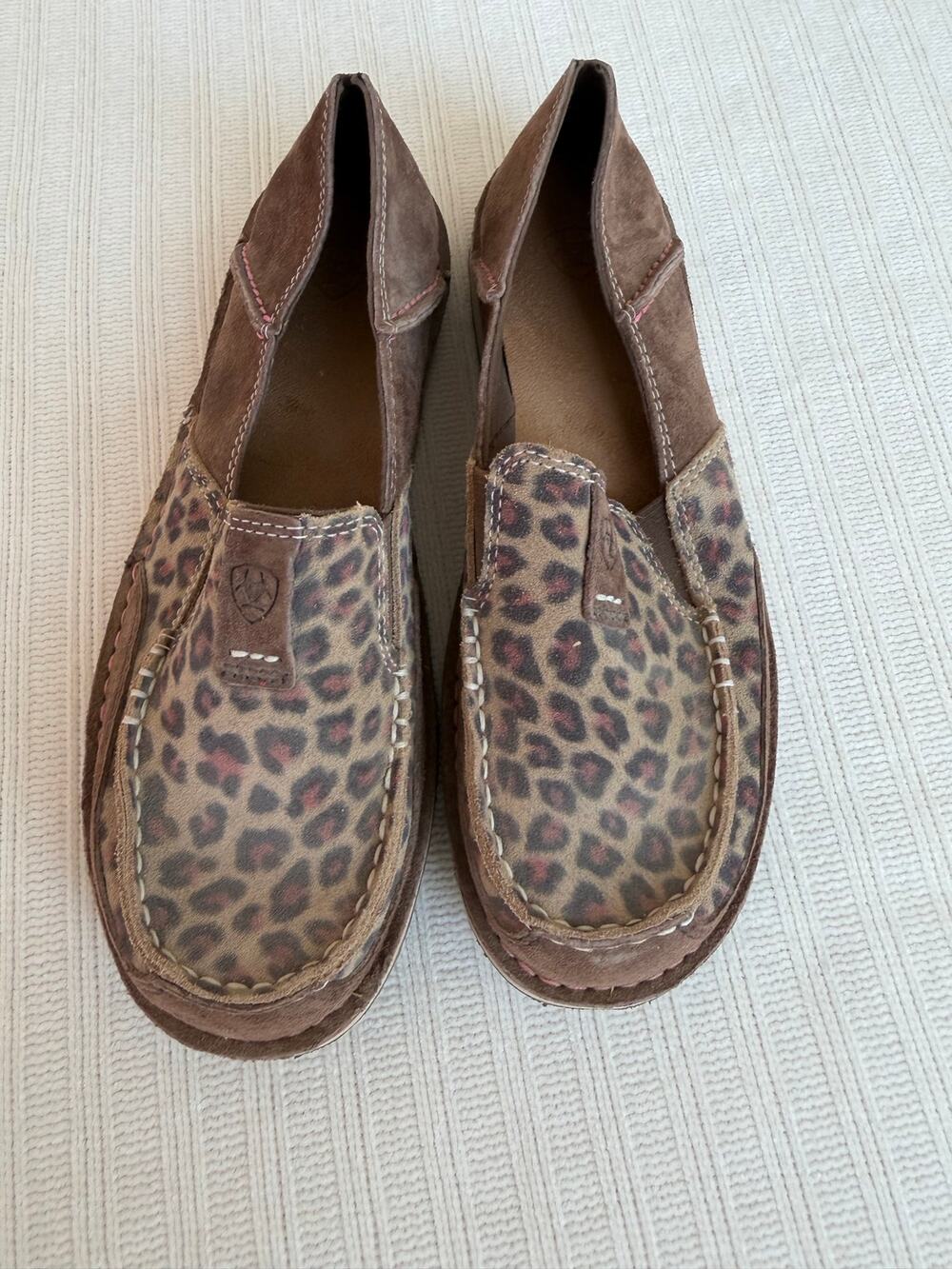 Ariat Cruiser Leopard Print Brown Suede Slip On Loafers Size 8B 10017458